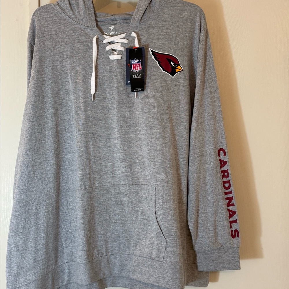 Fanatics Heather Gray Cardinals Lace-Up Hoodie